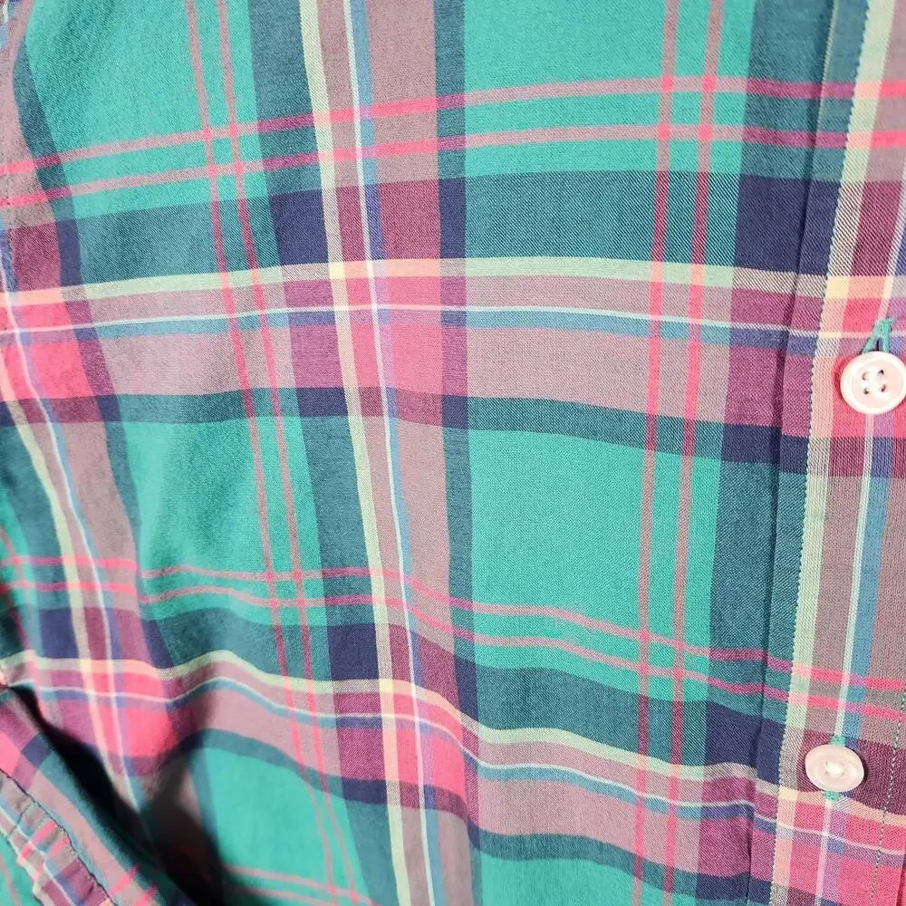 J Crew Multicolor Plaid Long Sleeve Button Down Shirt‎ Size Medium